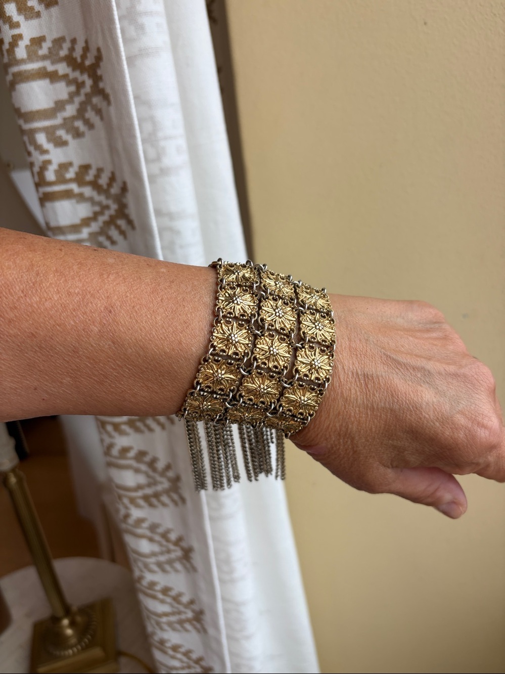 Gold and Silver Multi-Row Statement Bracelet